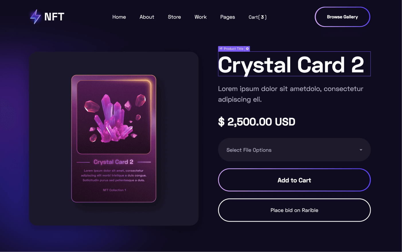 eCommerce Page - NFT Webflow Template